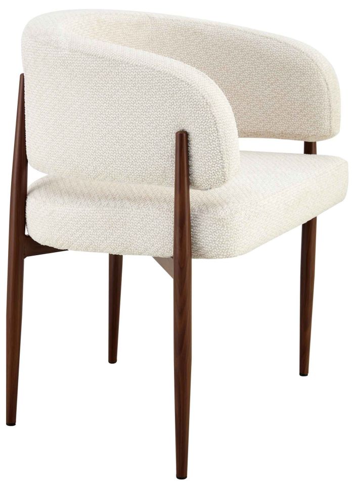 Chaise de salle à manger design revêtement en tissu beige et pieds en acier effet noyer L.65 x P.54 x H.78 cm collection LOTUS