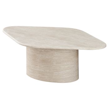Table basse design plateau en marbre artificiel et pieds en MDF coloris Beige L.130 x P.80 x H.35 cm collection DEBRA