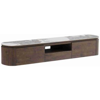 Mobile TV design in MDF color noce con piano in ceramica L.200 x P.40 x H.35 cm collezione MAYFAIR